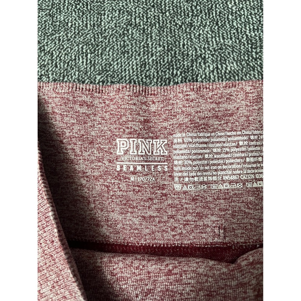 PINK Victoria's Secret Seamless Leggings Maroon Pink Marl High Waist Medium - Picture 6 of 8